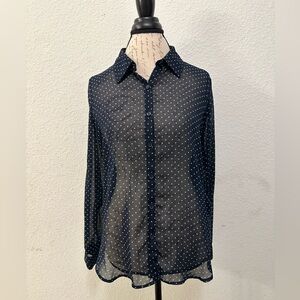 Forever 21 Black Blouse with Green Dots